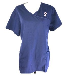 NWT Navy Scrub Top By Denice Breast Cancer 1XL